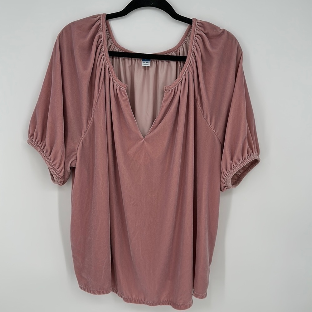 Size 2XL Old Navy Velvet Pink Puff Sleeve Blouse L21